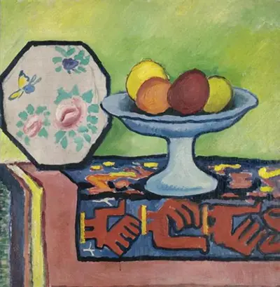 Still Life with Bowl of Apples and Japanese Fan August Macke